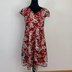 Vicky and Lucas gold & red floral dress